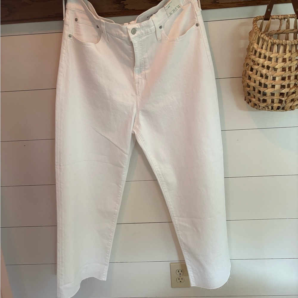 J. Crew White Cropped Ankle Jeans